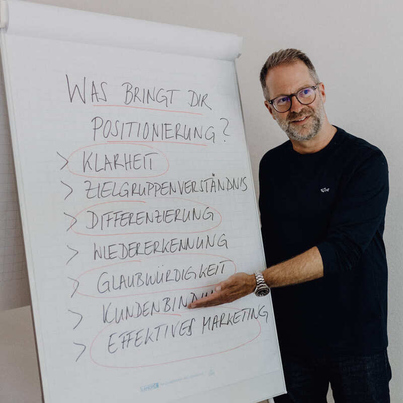 Christoph Fogel am Flipchart über Klarheit, Zielgruppenverständnis und Differenzierung
