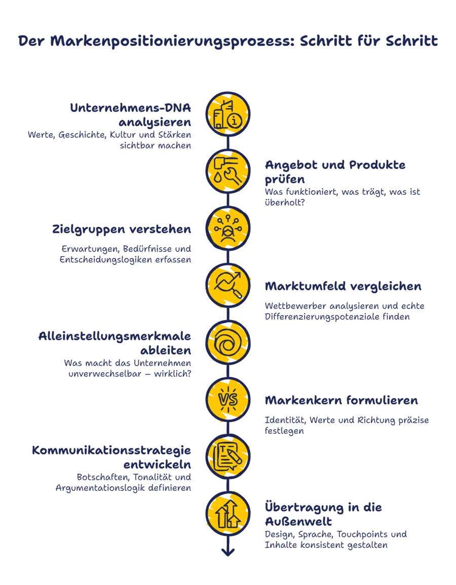 Markenpositionierung Schaubild Prozess