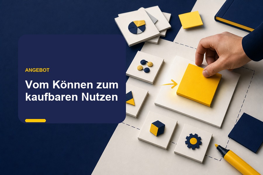 Editoriales Titelbild zum Schärfen eines Angebots vom Können zum kaufbaren Nutzen.