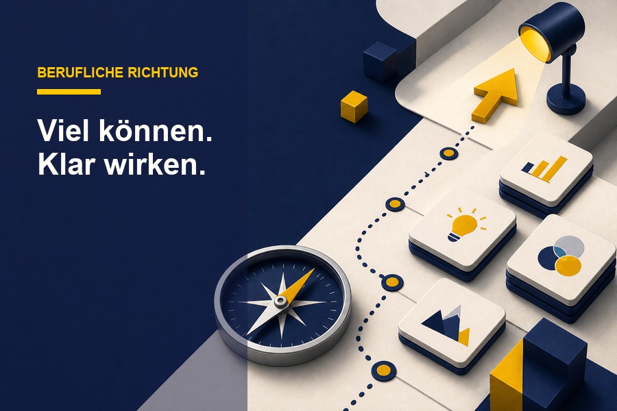 Titelbild zum Ratgeber Berufliche Richtung finden mit Sortierboard und der Aussage „Viel können. Klar wirken.“.