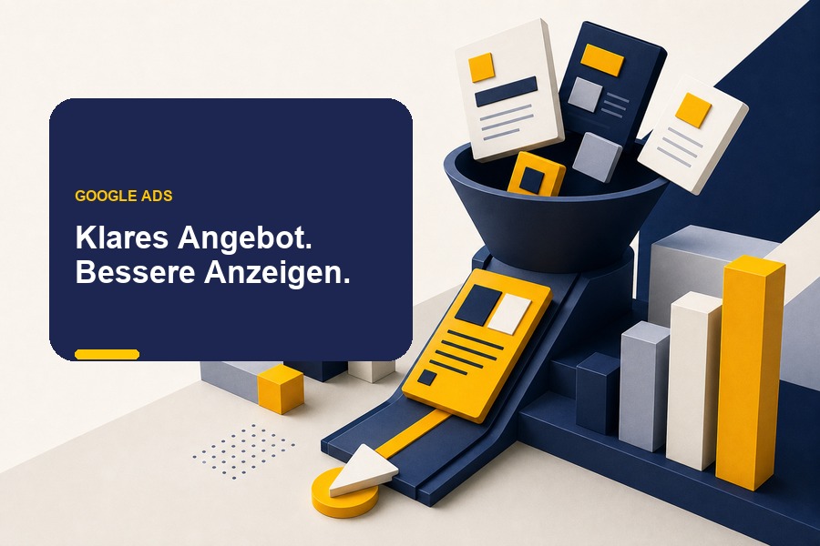 Titelbild mit Anzeigen-Dashboard, Klickkosten und klarem Angebot als Fokuspunkt.