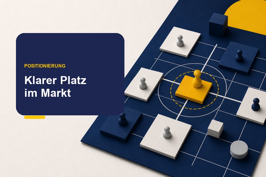 Titelbild zum Ratgeber „Klare Positionierung“ mit Checkliste und Pfeil als Symbol für erkennbare Zielgruppe, Angebot und Botschaft.