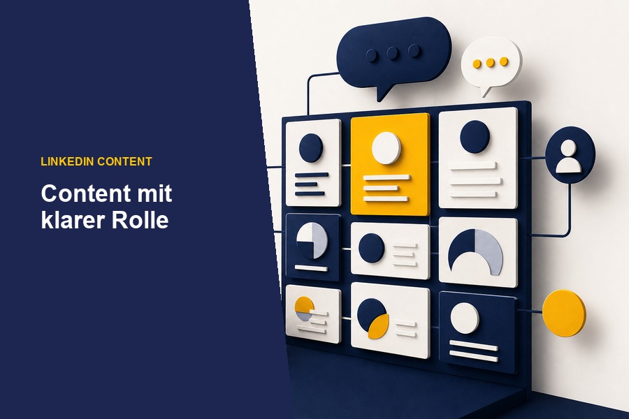 Titelbild zu LinkedIn Content Strategie mit Content-Karten, Positionierung und Vertrauensaufbau.