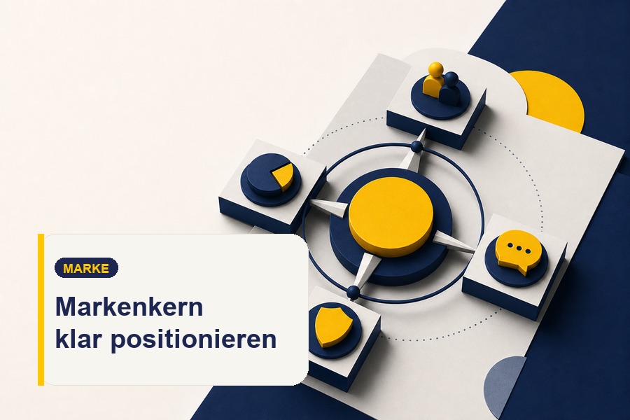 Titelbild zum Ratgeber Markenpositionierung mit Markenkern, Werten und klarer Wiedererkennung.