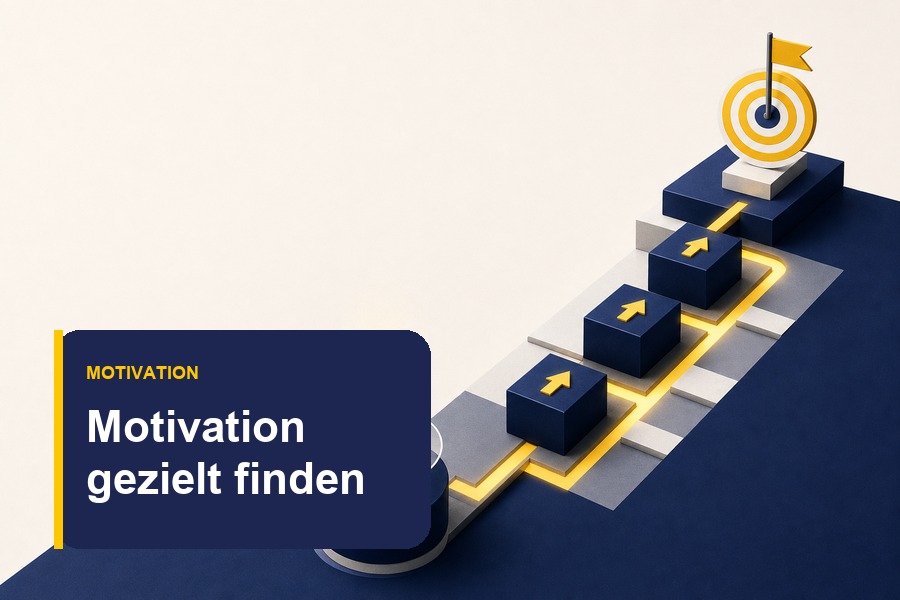 Titelbild zum Ratgeber Motivation finden mit Antrieb, Richtung und Umsetzung im Business.
