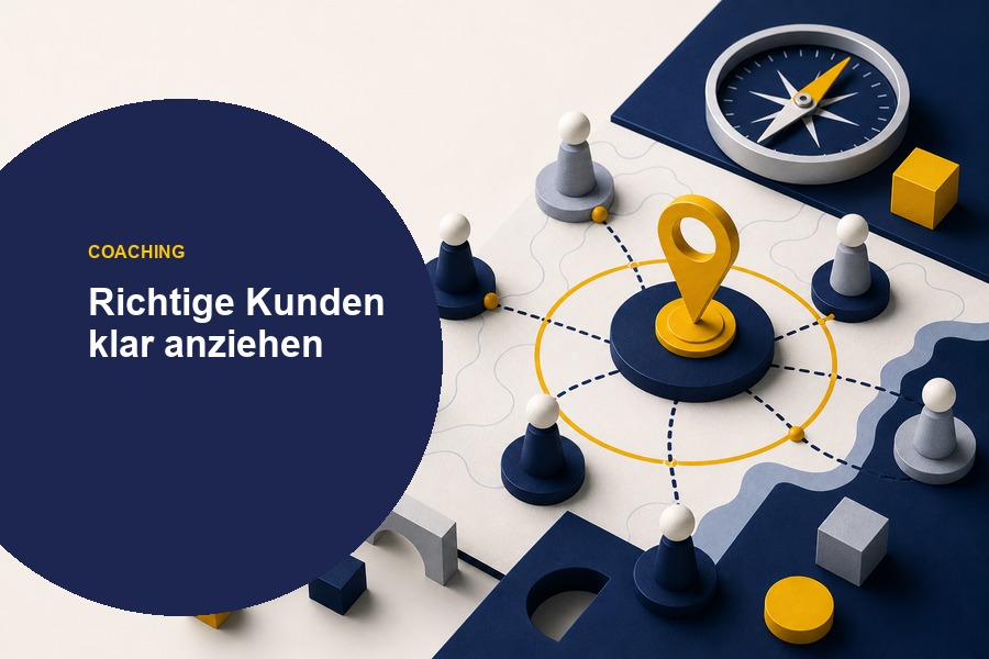 Titelbild zum Ratgeber „Positionierung als Coach“ mit Magnet und Wachstumssymbolik für passende Kunden und klare Coach-Positionierung.