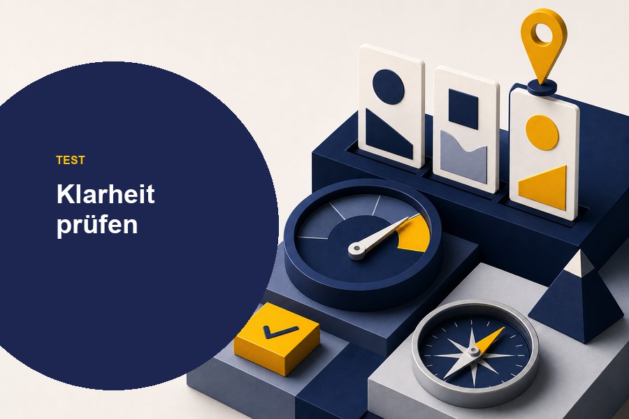 Titelbild zum Ratgeber „Positionierungstest“ mit Messanzeige und der Frage, wie klar die Positionierung wirklich ist.