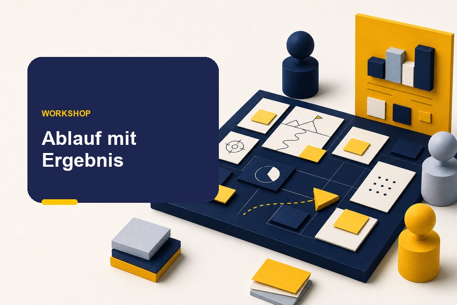 Titelbild mit Workshop-Board, Karten und Ablaufstruktur für einen Positionierungsworkshop.